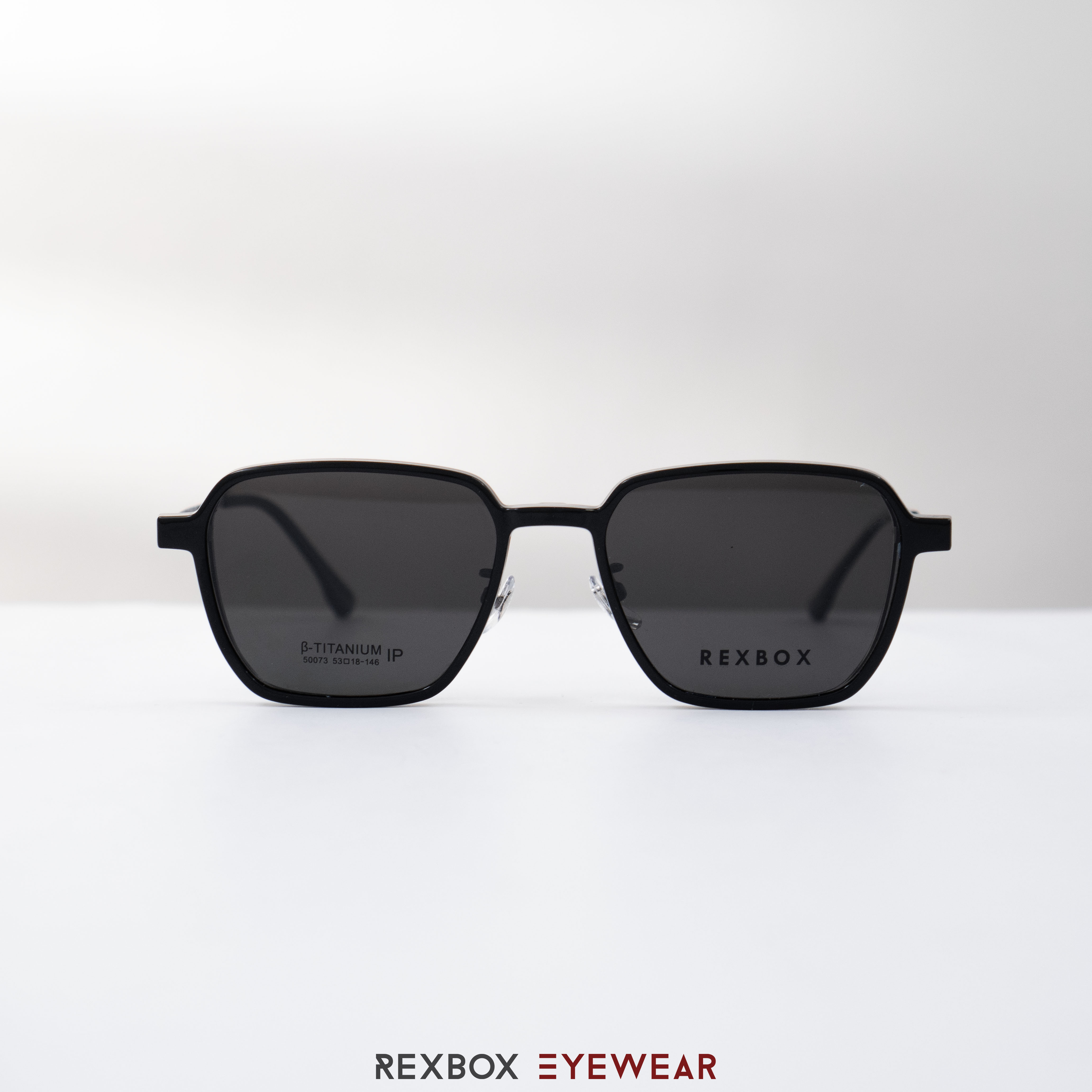 REXBOX รุ่น B-TITANIUM ไทเทเนียม พร้อมคลิปออน Polarized สีดำฉาบปรอทด้านหลังกันยูวี (50073-C57)
