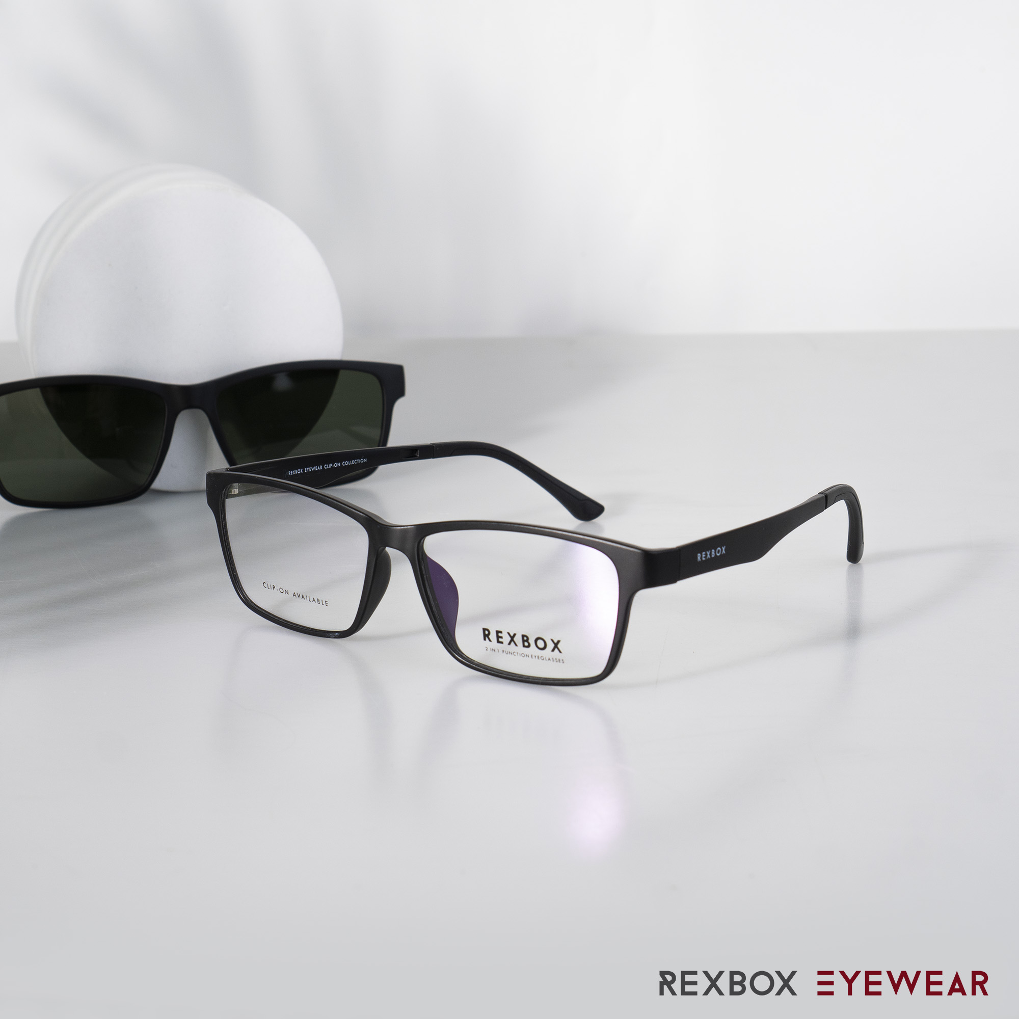 EX10 | กรอบสีดำ | คลิปออนเทาเขียว