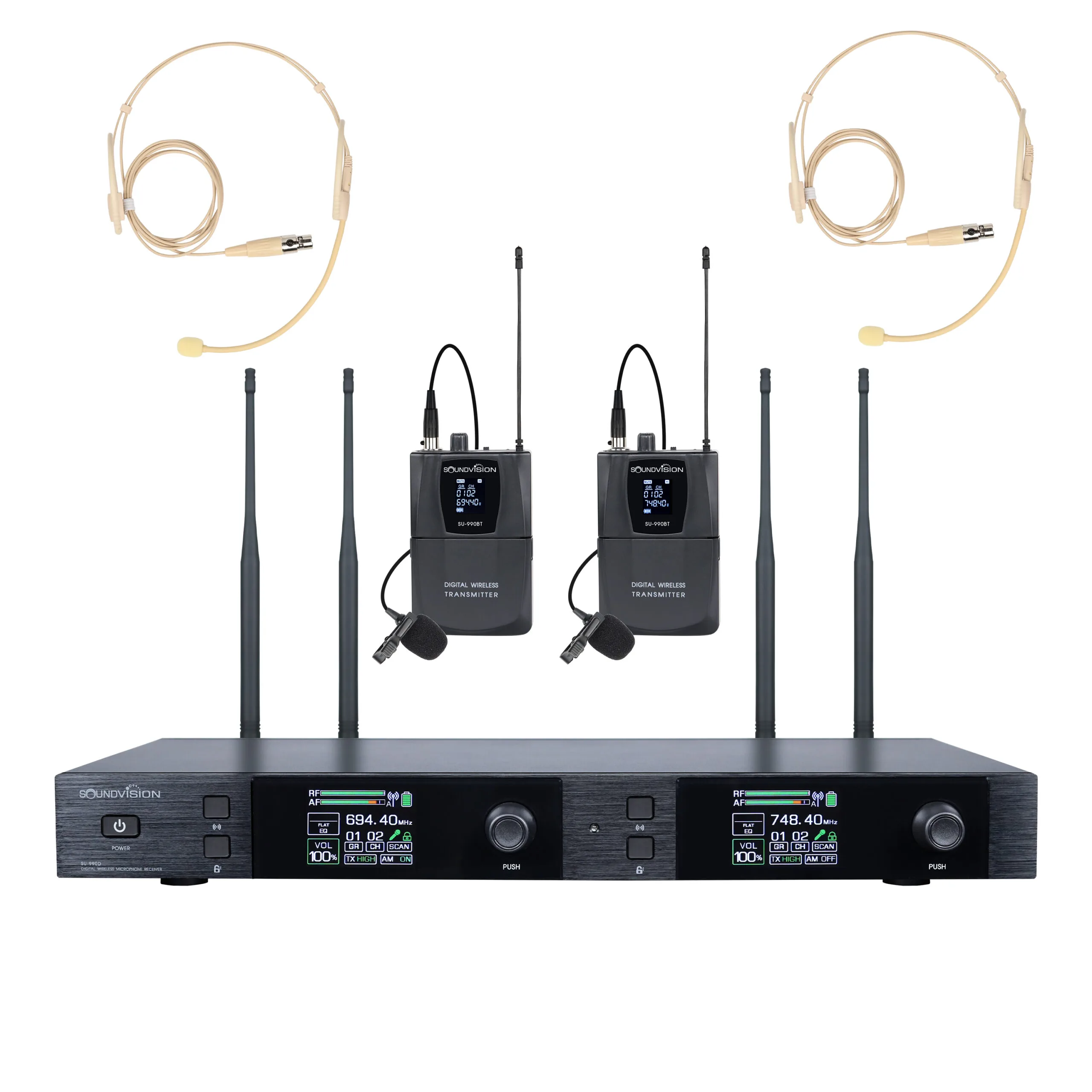 SOUNDVISION SU-990D/BT (CB) ชุดไมค์ลอย ดิจิตอล หนีบปกเสื้อและคาดศรีษะ ย่าน UHF