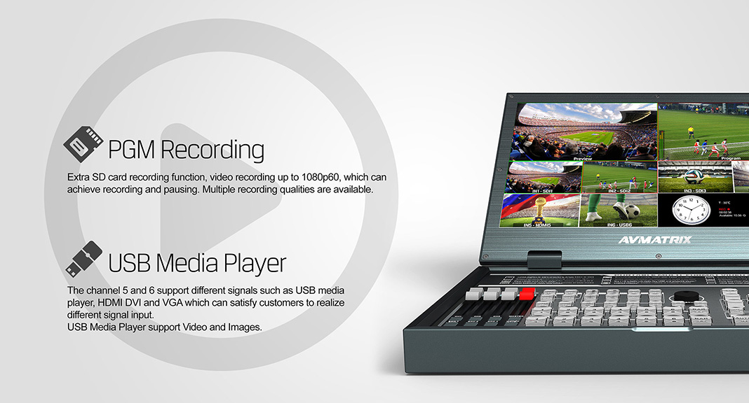 Switcher AVMatrix - PVS0615U Portable 6CH Streaming Switcher