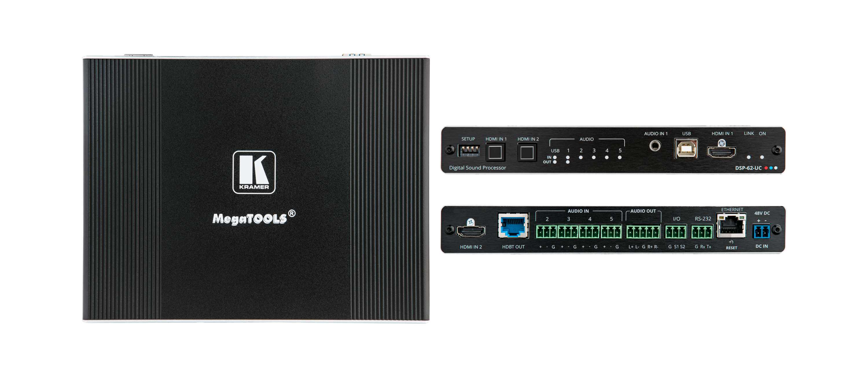 kramerav : DSP-62-UC 6x2 PoE Audio Matrix DSP with HDMI Switcher, AEC & HDBaseT