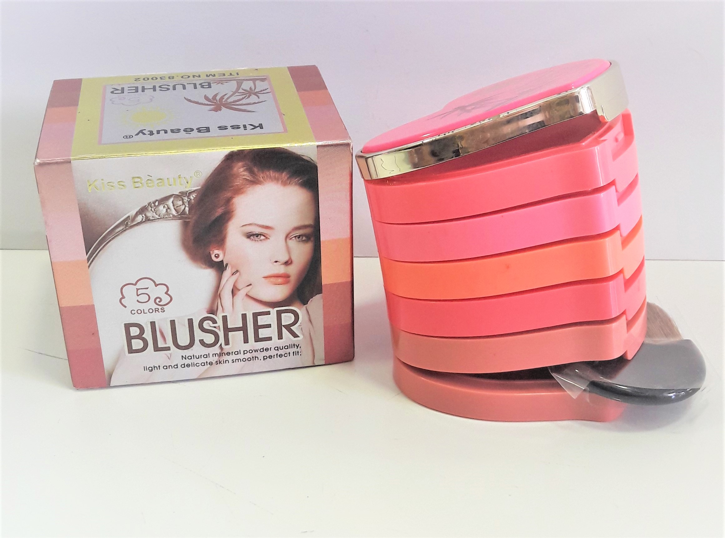 ปัดแก้มคอนโด 5 สี KISS BEAUTY ตลับหัวใจ