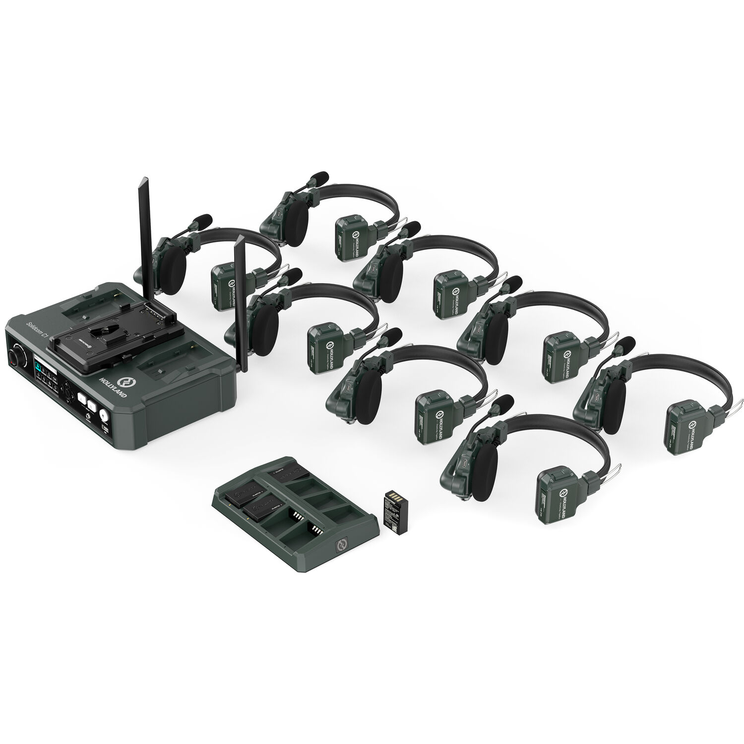 Hollyland รุ่น Solidcom C1 Pro-8S Full-Duplex Wireless DECT Intercom System with 9 Headsets and HUB Base