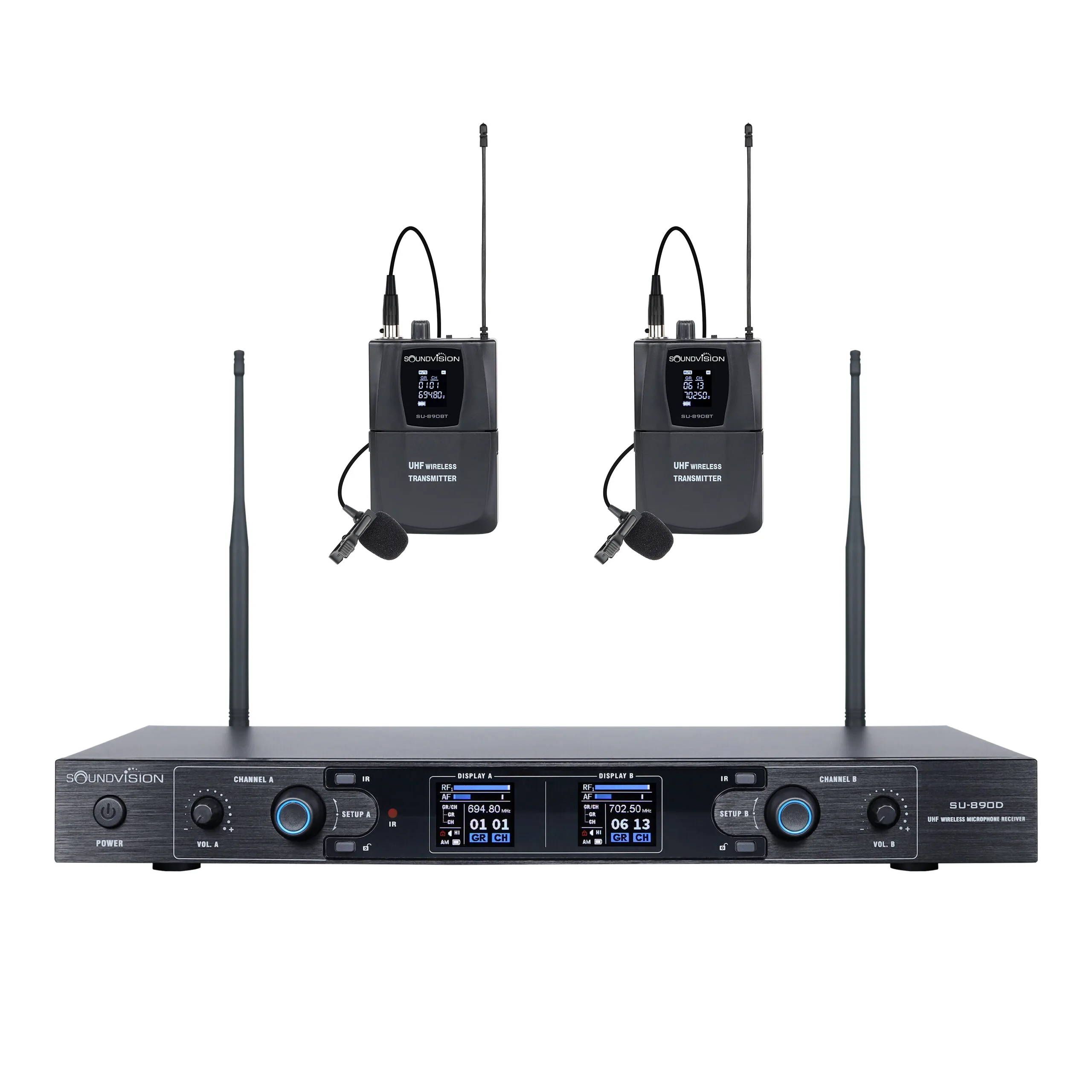 SOUNDVISION SU-890D-ll/BT (LV-X) ชุดไมค์ลอยติดปกเสื้อ ย่าน UHF คลื่นความถี่ 694.5 – 702.7MHz