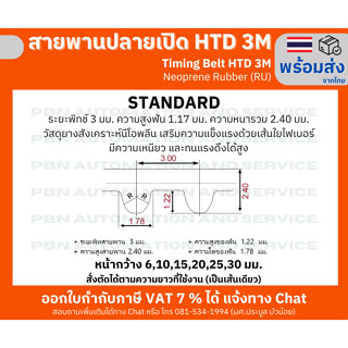 สายพานไทม์มิ่งปลายเปิด HTD-3M หน้ากว้าง 25 มม. ชนิดยางสังเคราะห์นีโอพลีน สีดำ (RU) เสริมความแข็งแรงด้วยเส้นใยไฟเบอร์ สั่งตัดได้ตามความยาวที่ต้องการใช้งาน