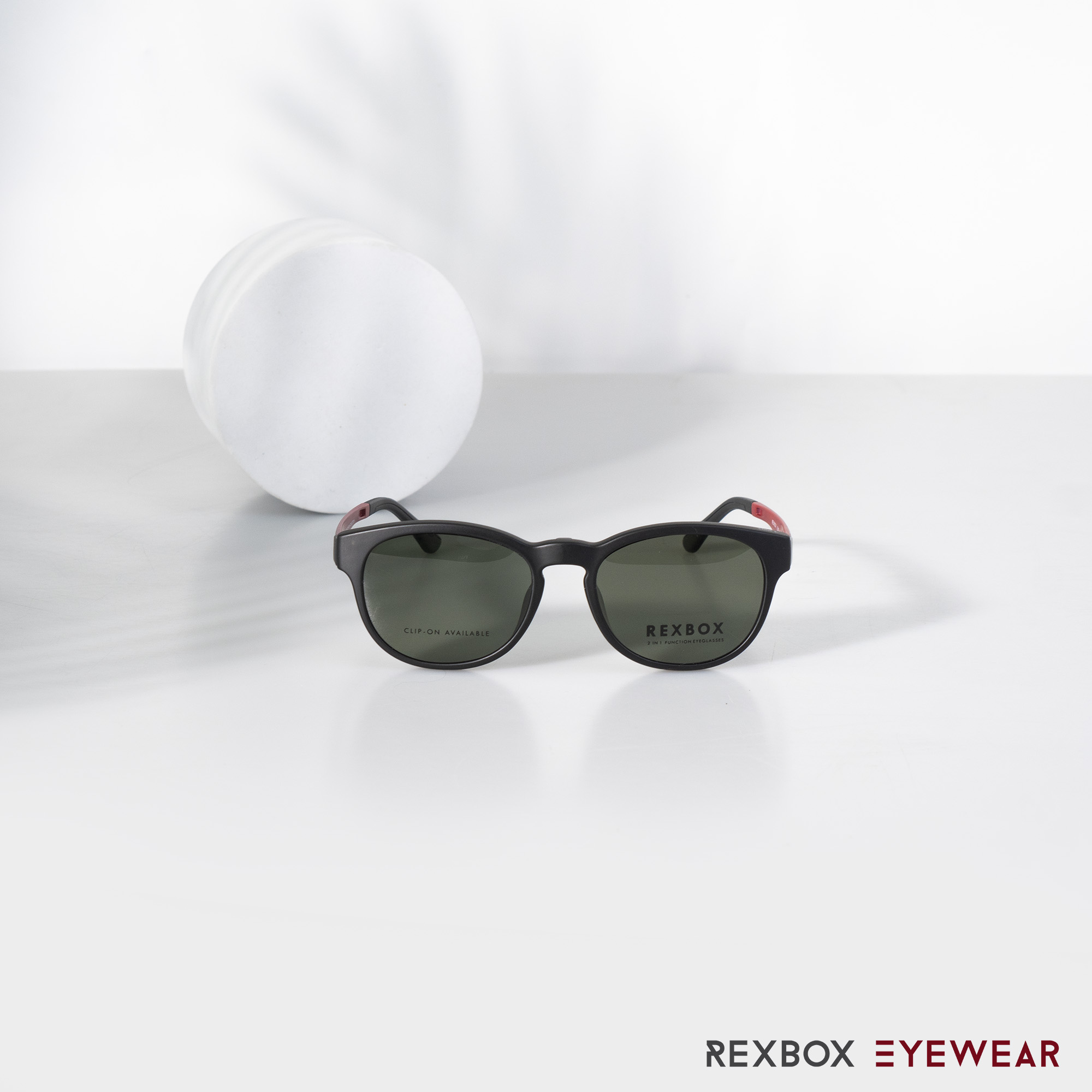 EX01 | กรอบสีดำแดง | คลิปออนเทาเขียว G15