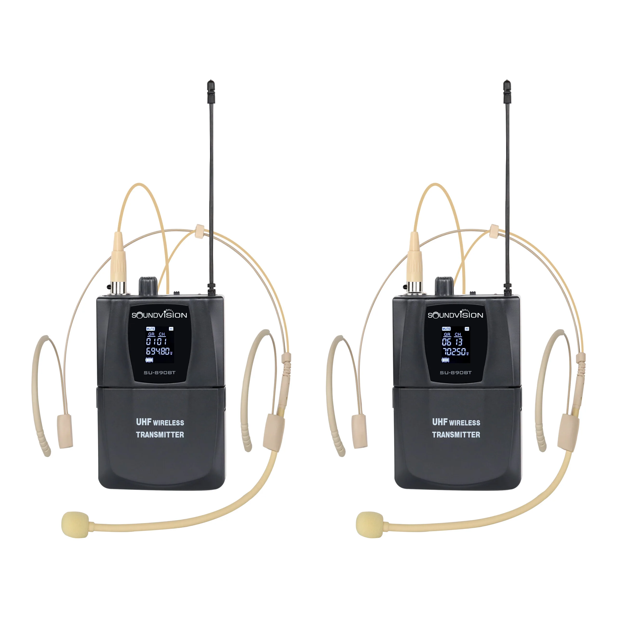 SOUNDVISION SU-890D-ll/BT (HW-X) ชุดไมค์ลอยคาดศรีษะคู่ ย่าน UHF คลื่นความถี่ 694.5 – 702.7MHz