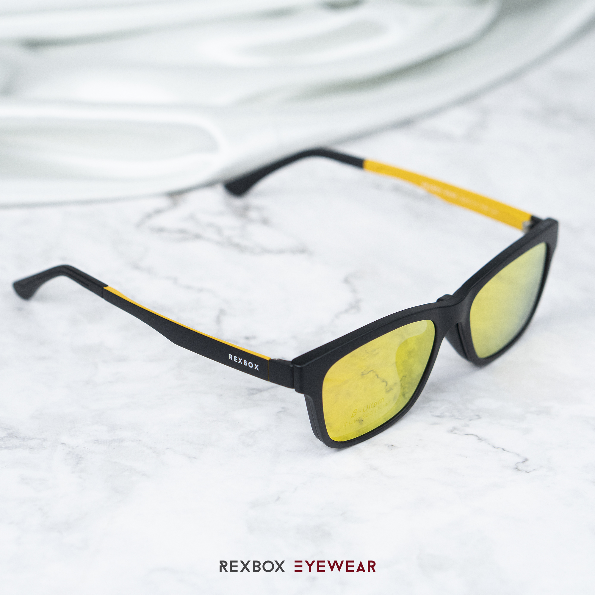 EX02 | กรอบสีดำเหลือง | คลิปออน Mirror Sun