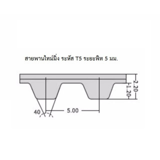 สายพาน Timing Belt Open-End ปลายเปิด T5 ชนิด ยางสังเคราะห์นีโอพลีน สีดำ (RU) หน้ากว้าง 15 มม.