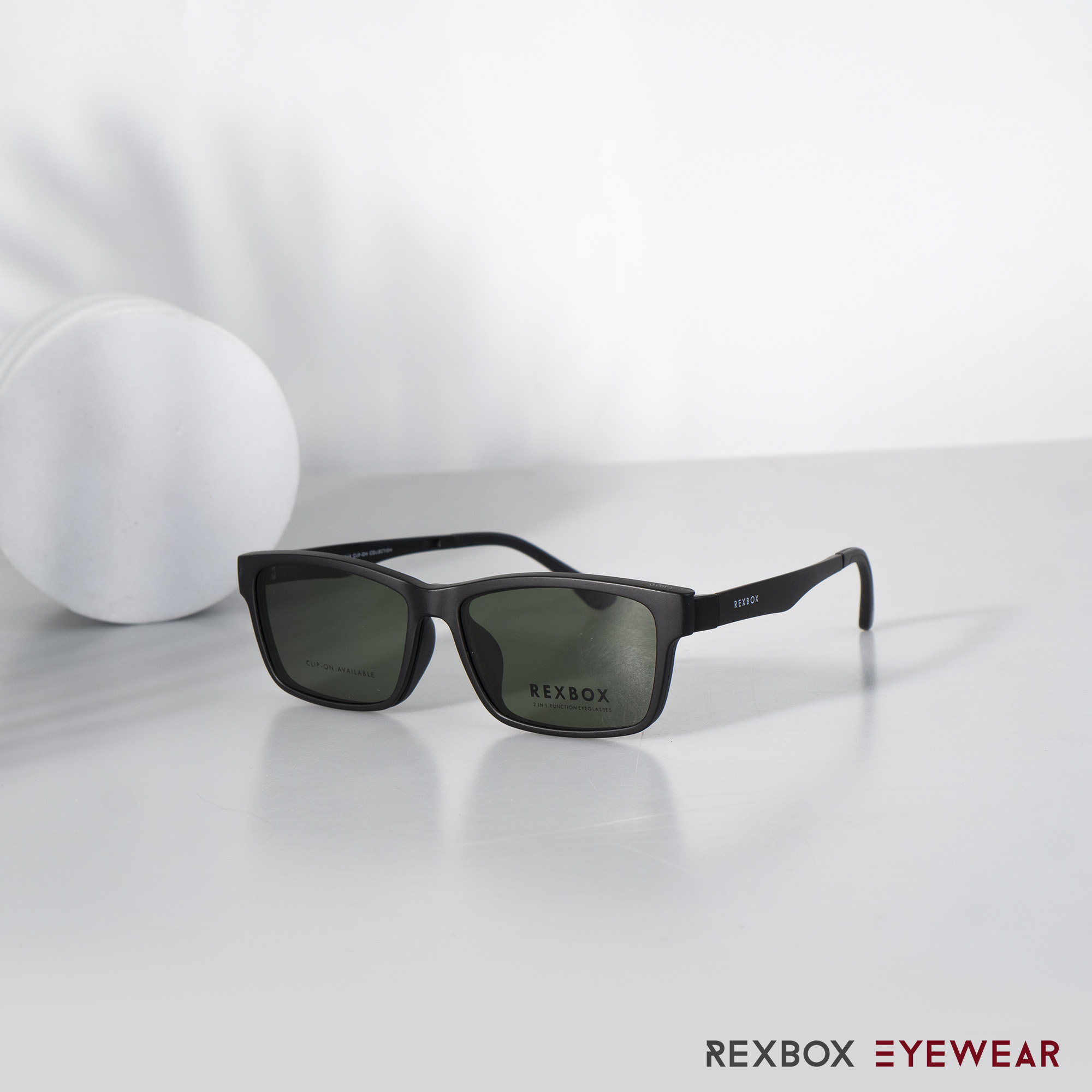 EX10 | กรอบสีดำ | คลิปออนเทาเขียว