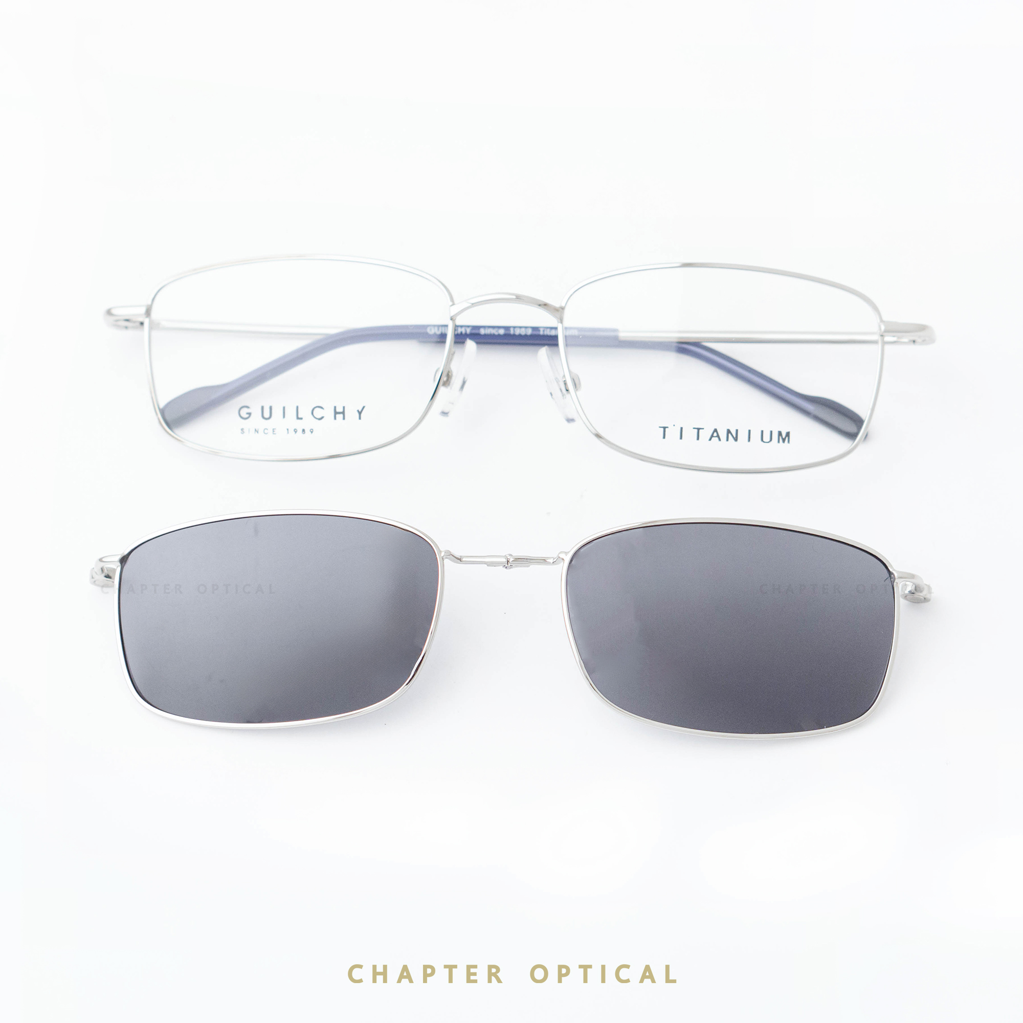 กรอบแว่นตา GUILCHY รุ่น 725-C16 แว่นไทเทเนียมพร้อมคลิปออนแม่เหล็ก Polarized