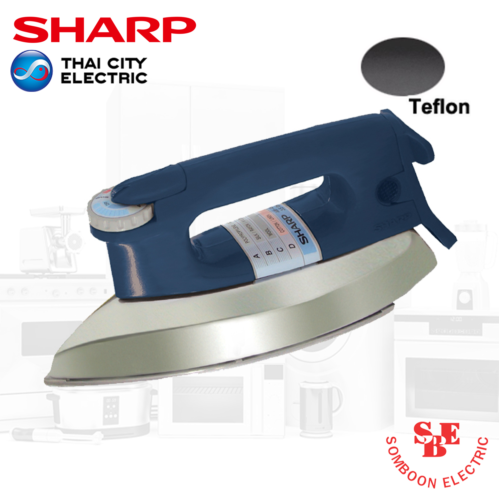 เตารีด Sharp 3.5 ปอนด์ เคลือบเทปลอน รุ่น AM-P455T
