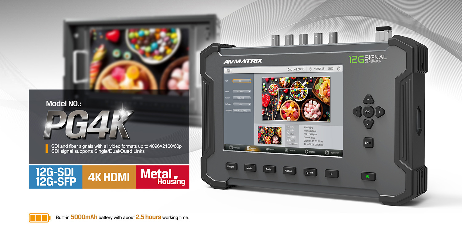 AVMatrix - PG4K 12G-SDI & 4K HDMI2.0 Pattern Generator