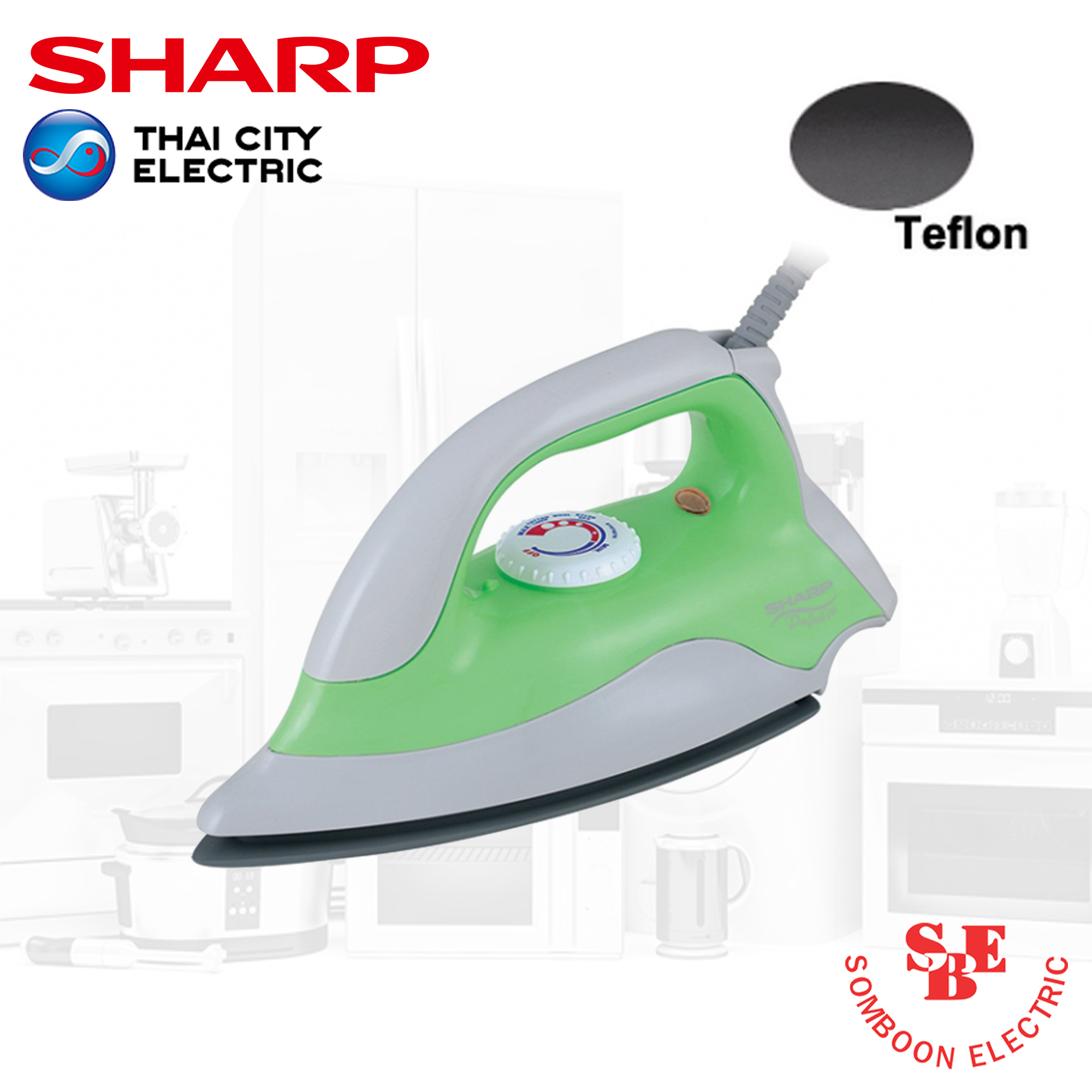 เตารีด Sharp 1.5 ปอนด์ เคลือบเทปลอน รุ่น AM-P333T