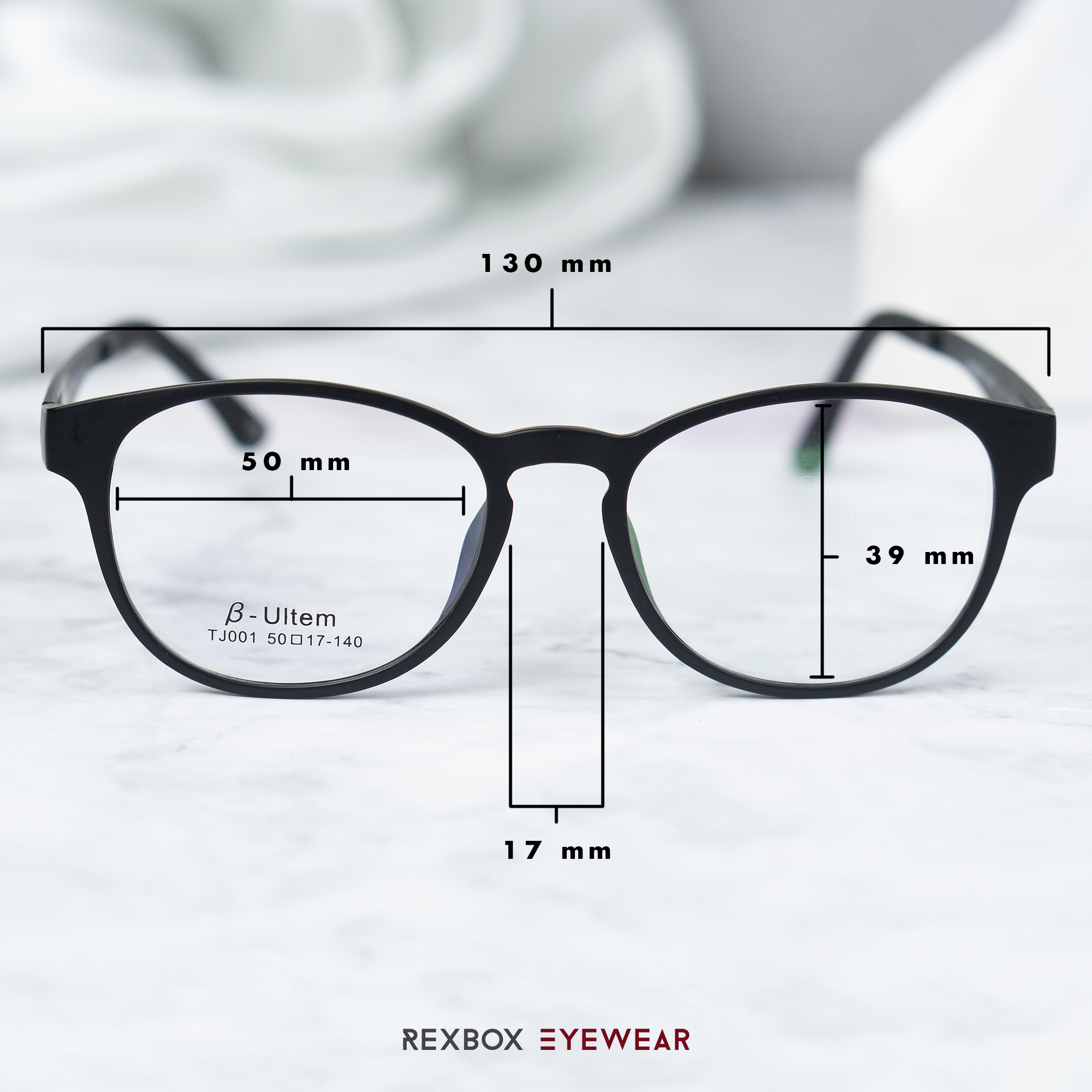 EX01 | กรอบสีดำ | คลิปออนเทาเขียว