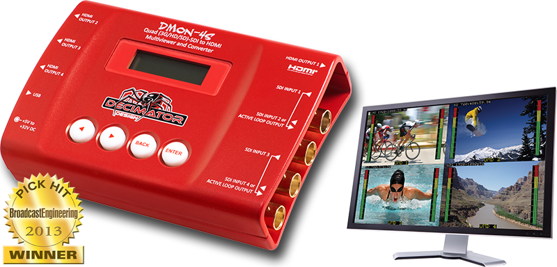 DECIMATOR DMON-QUAD 4 x SDI to HDMI Converters with 1 to 4 MultiViewer