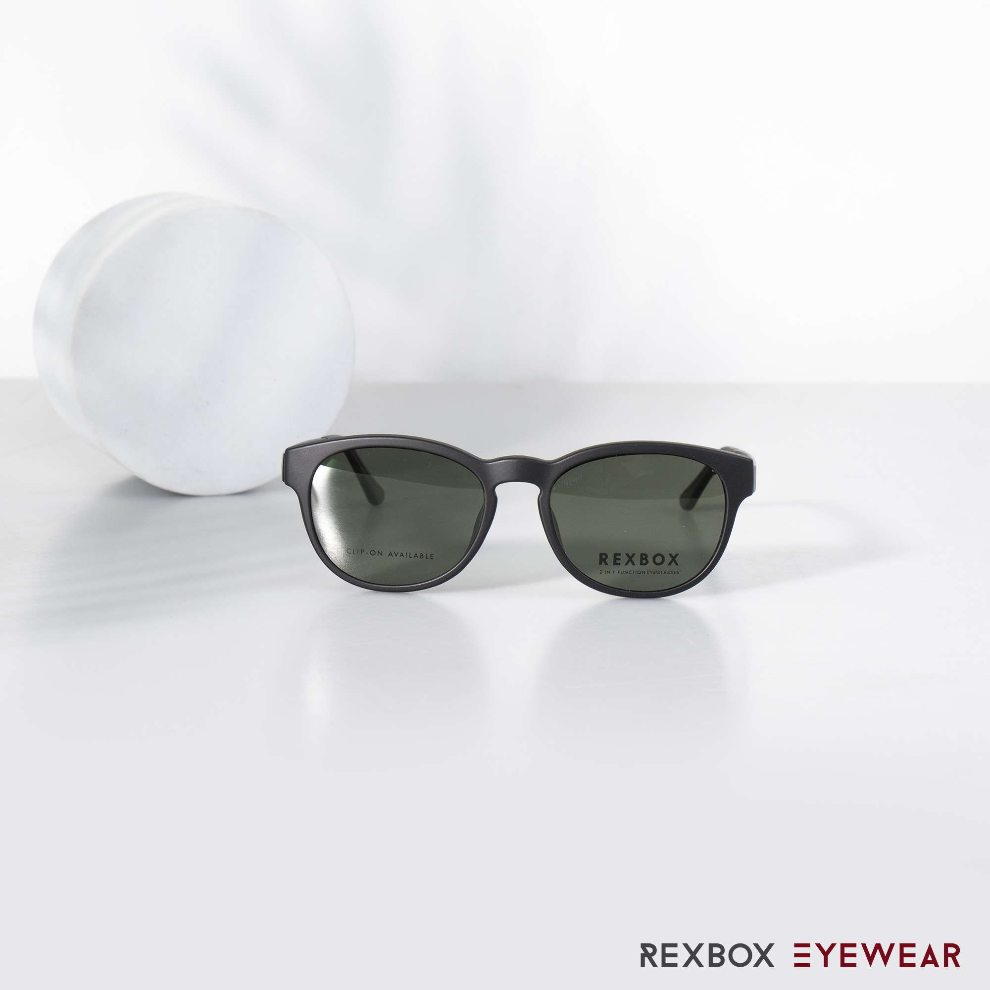 EX01 | กรอบสีดำ | คลิปออนเทาเขียว