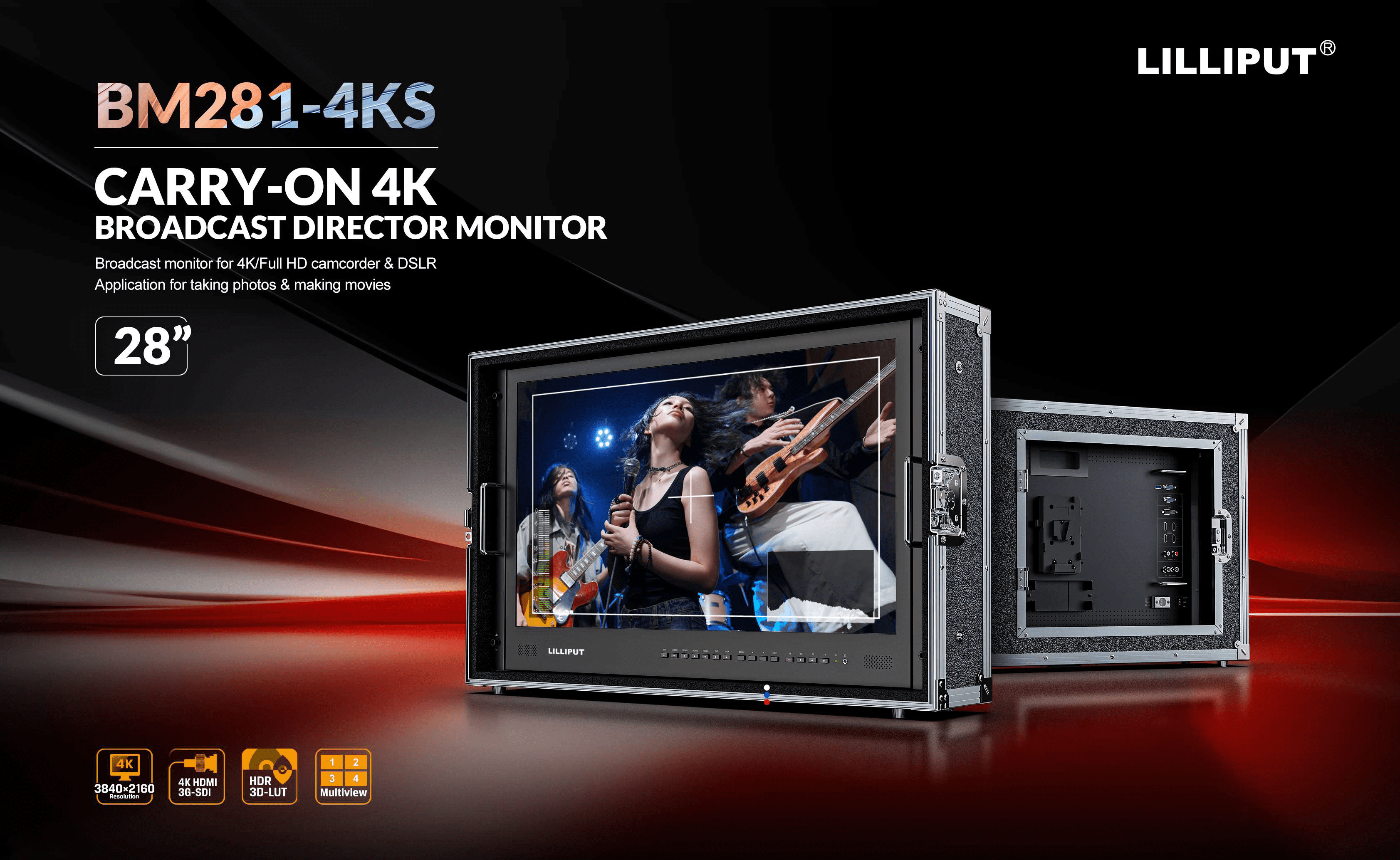Lilliput BM281-4KS - 28" 4K HDR LUT Monitor in Carry Case