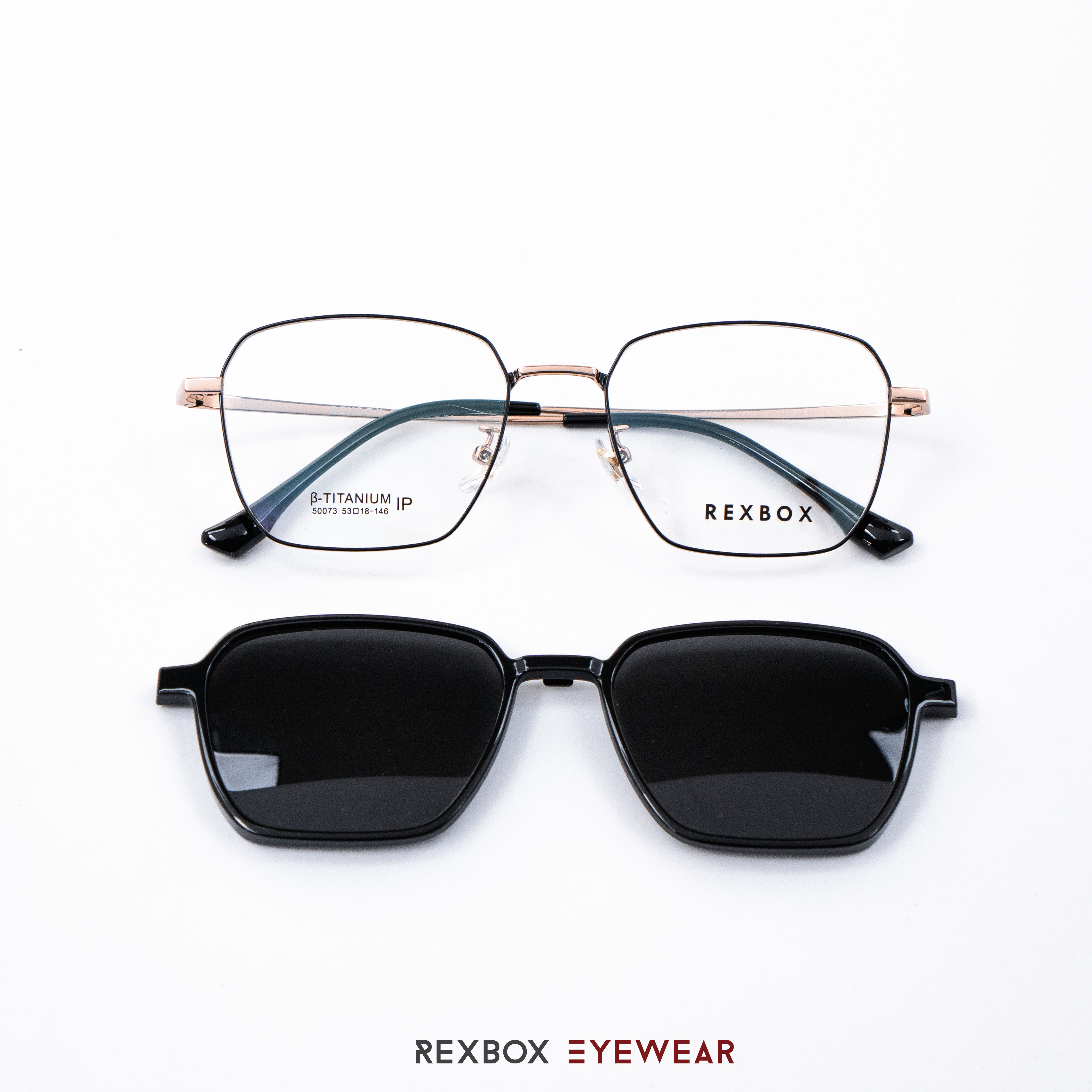 REXBOX รุ่น B-TITANIUM ไทเทเนียม พร้อมคลิปออน Polarized สีดำฉาบปรอทด้านหลังกันยูวี (50073-C17)
