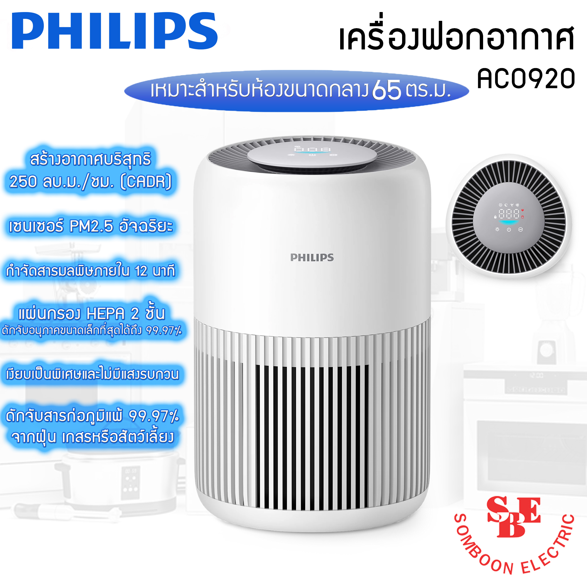 เครื่องฟอกอากาศ Philips PureProtect Mini 900 Series รุ่น AC0920/10 (คลอบคลุม 65 ตร.ม.)