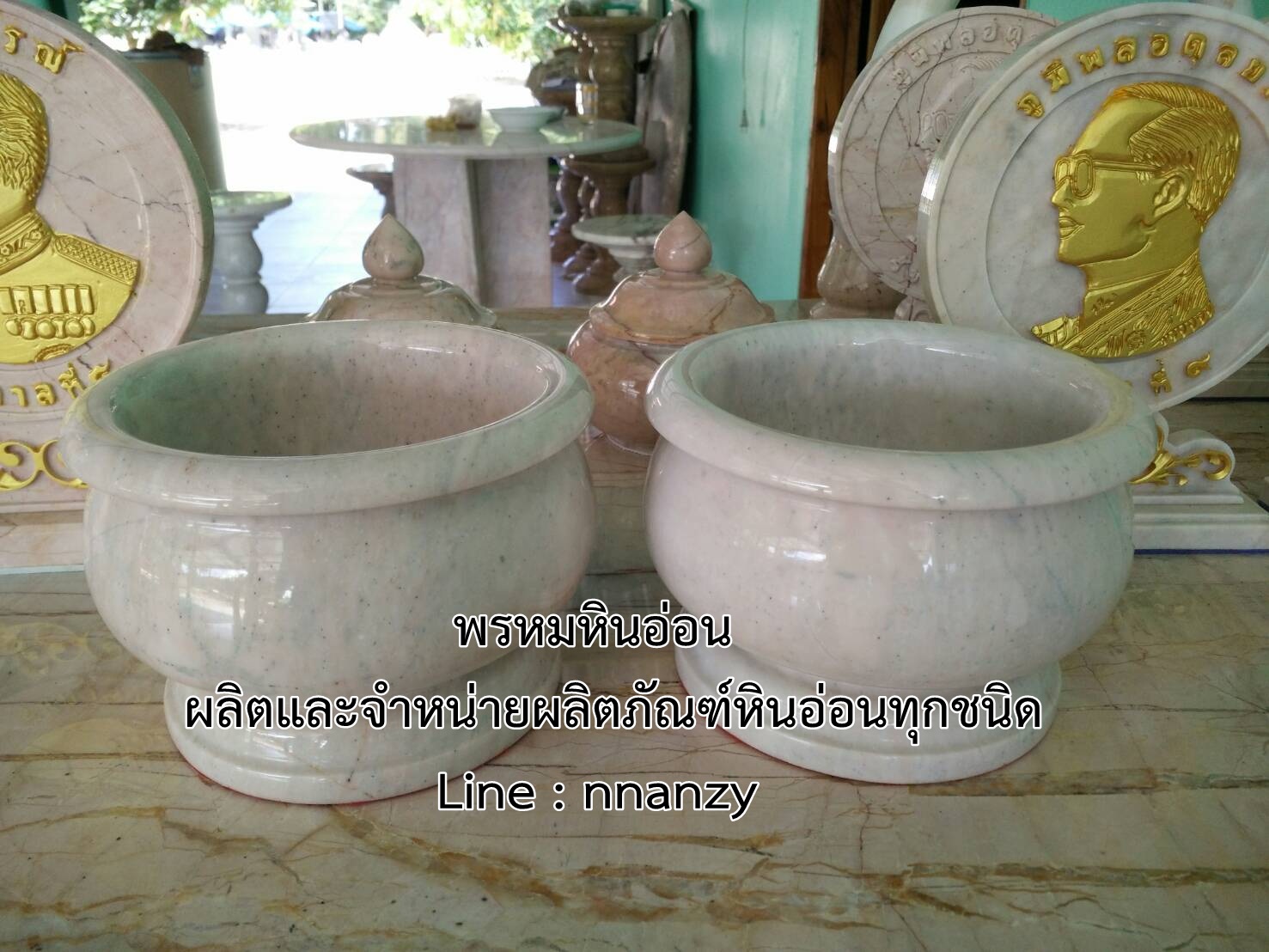 กระถางธูปหินอ่อน 8นิ้ว