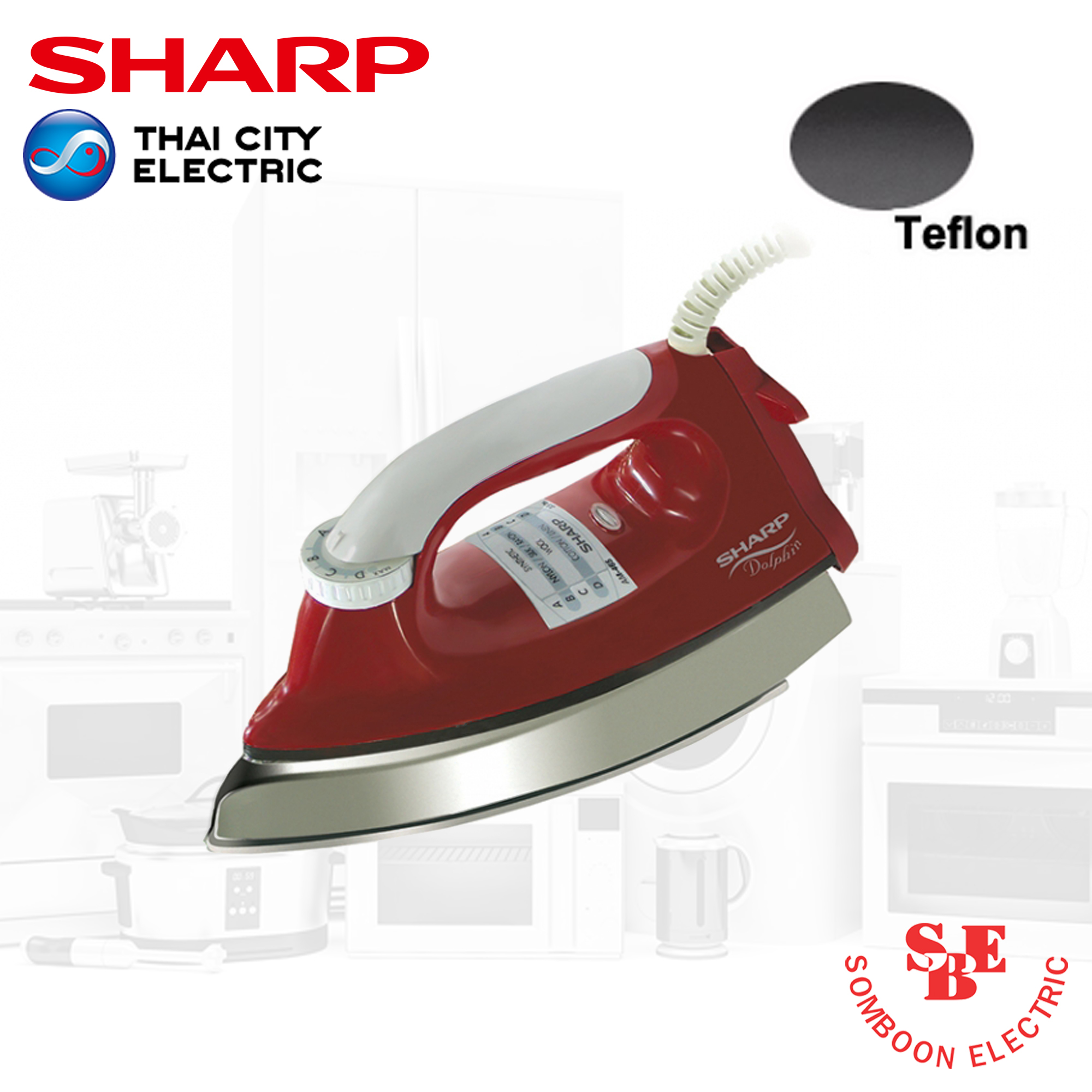 เตารีด Sharp 3.5 ปอนด์ เคลือบเทปลอน รุ่น AM-465T