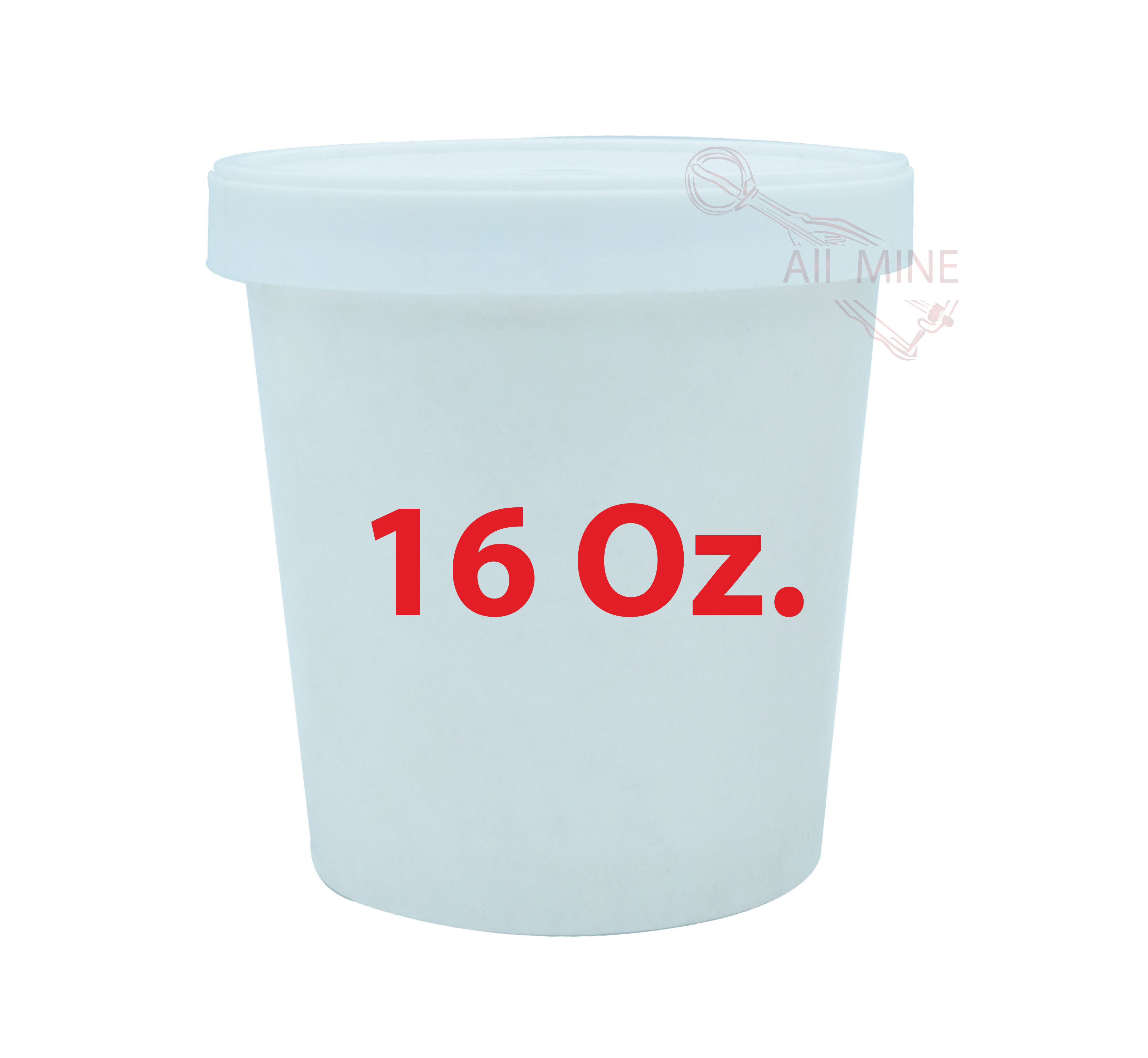ถ้วยไอศครีมกระดาษ 16 Oz Pint (สีขาวล้วน) พร้อมฝาปิด