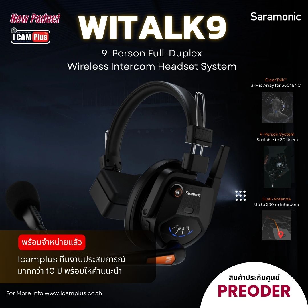 Saramonic WiTalk9 9-Person Full-Duplex Wireless Intercom Headset System (ประกันศูนย์)