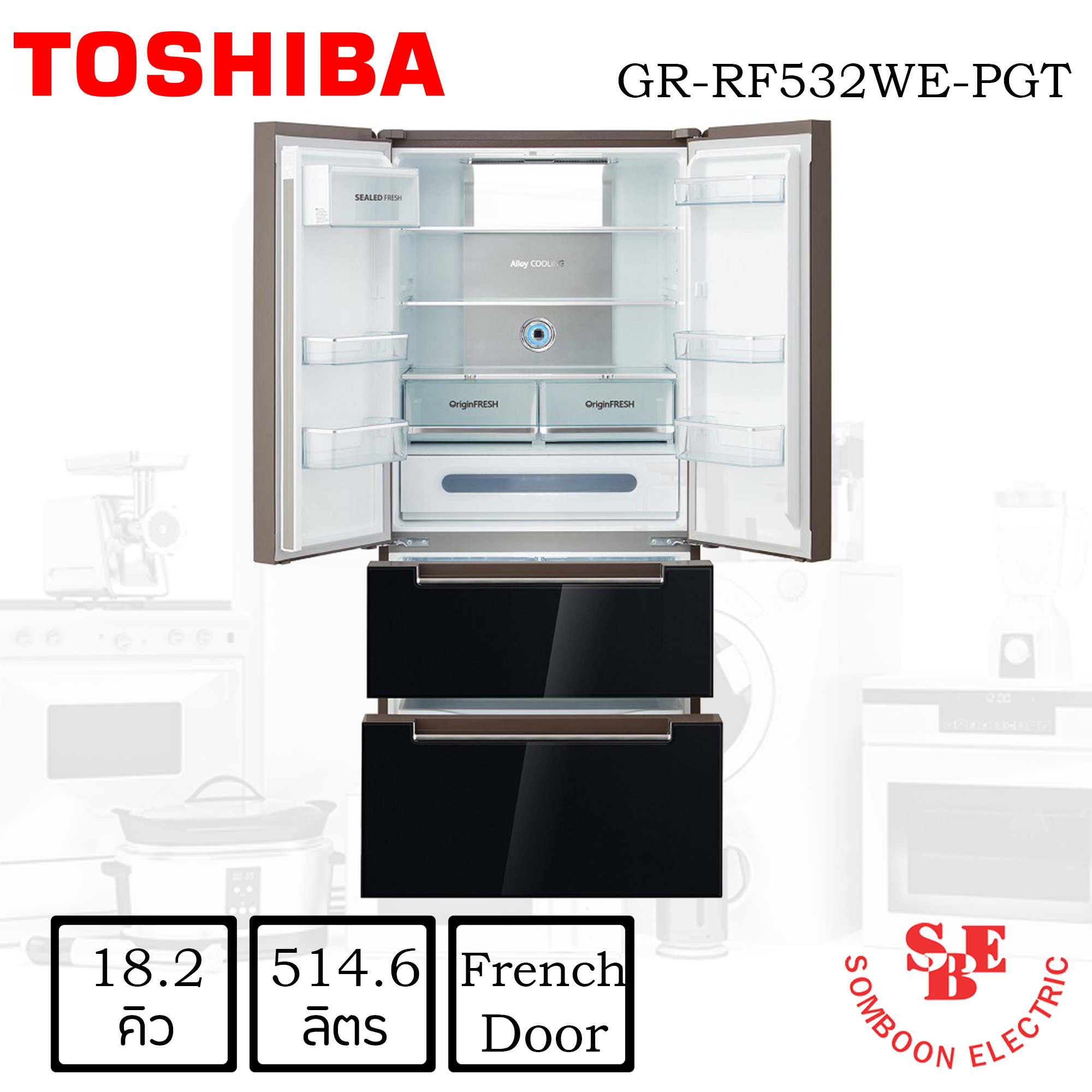 ตู้เย็น Toshiba 18.2 คิว รุ่น GR-RF532WE-PGT