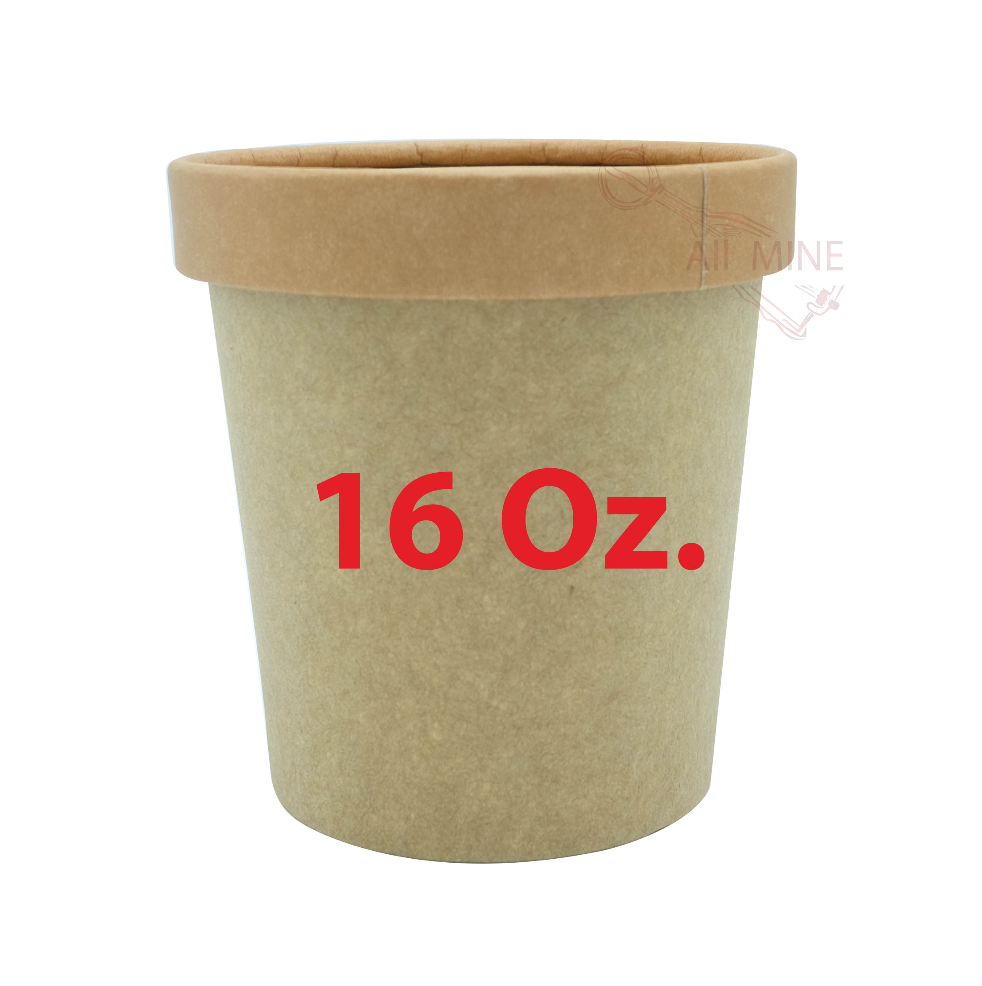 ถ้วยไอศครีมกระดาษคราฟท์ 16 Oz Pint (สีน้ำตาล) พร้อมฝาปิด