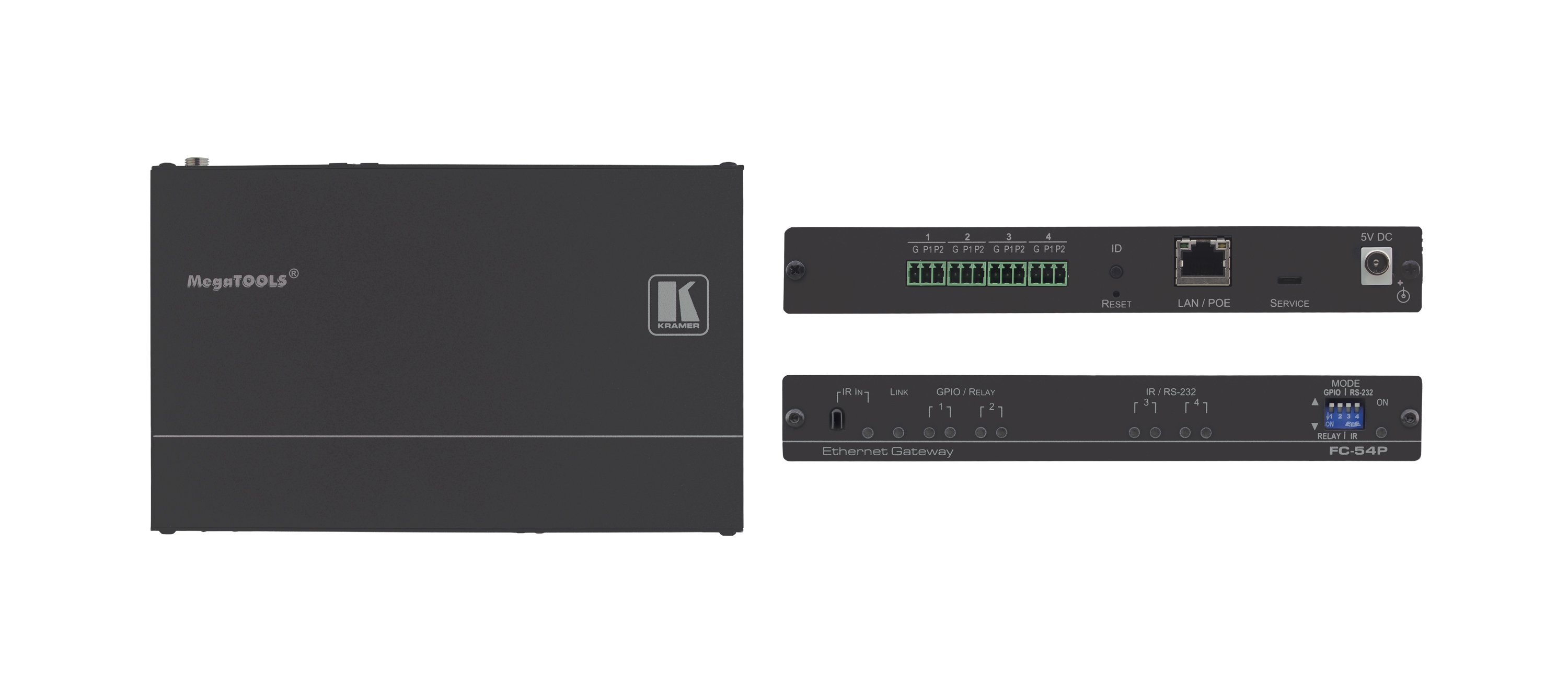 kramerav : FC-54 P4–Port Multi–Function Serial/IR & GPIO/Relay PoE Control Gateway