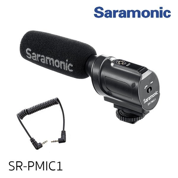 Saramonic SR-PMIC1 Super-Cardioid Unidirectional Condenser Microphone with Integrated Shockmount, Low-Cut Filter & Battery-Free