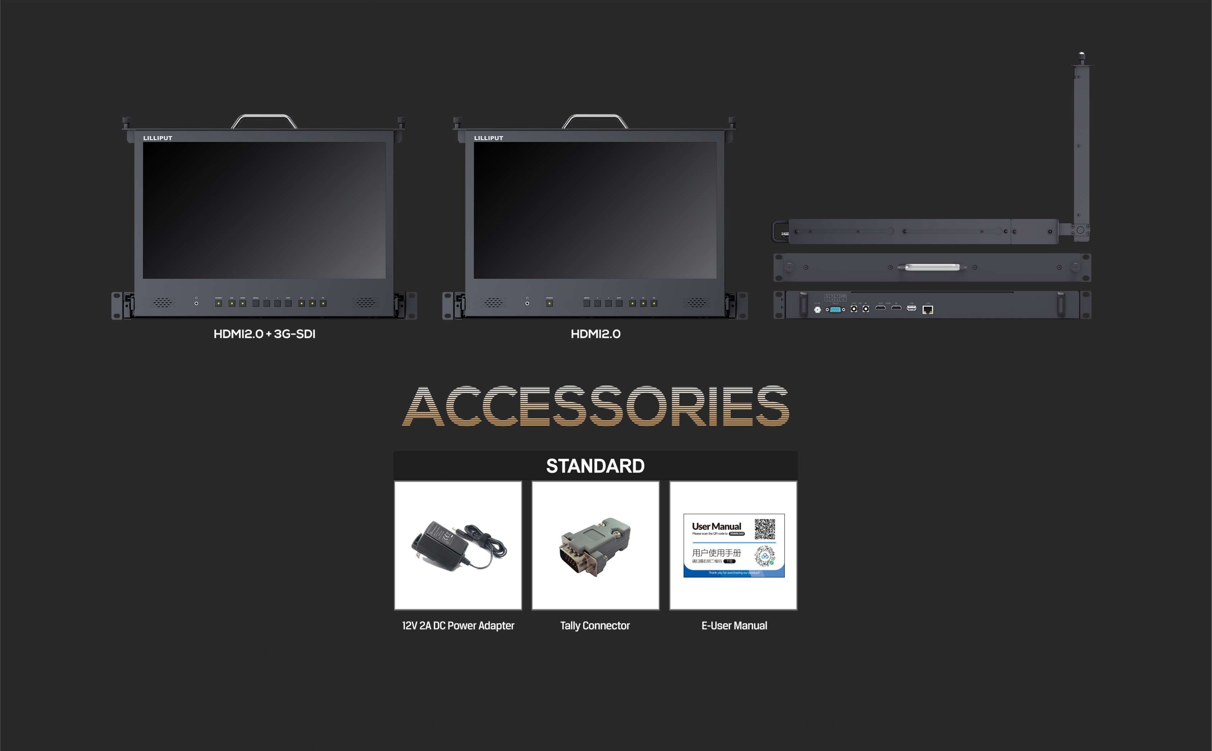 Lilliput RM-1731 17.3 inch Pull-out 1RU rackmount HDMI monitor