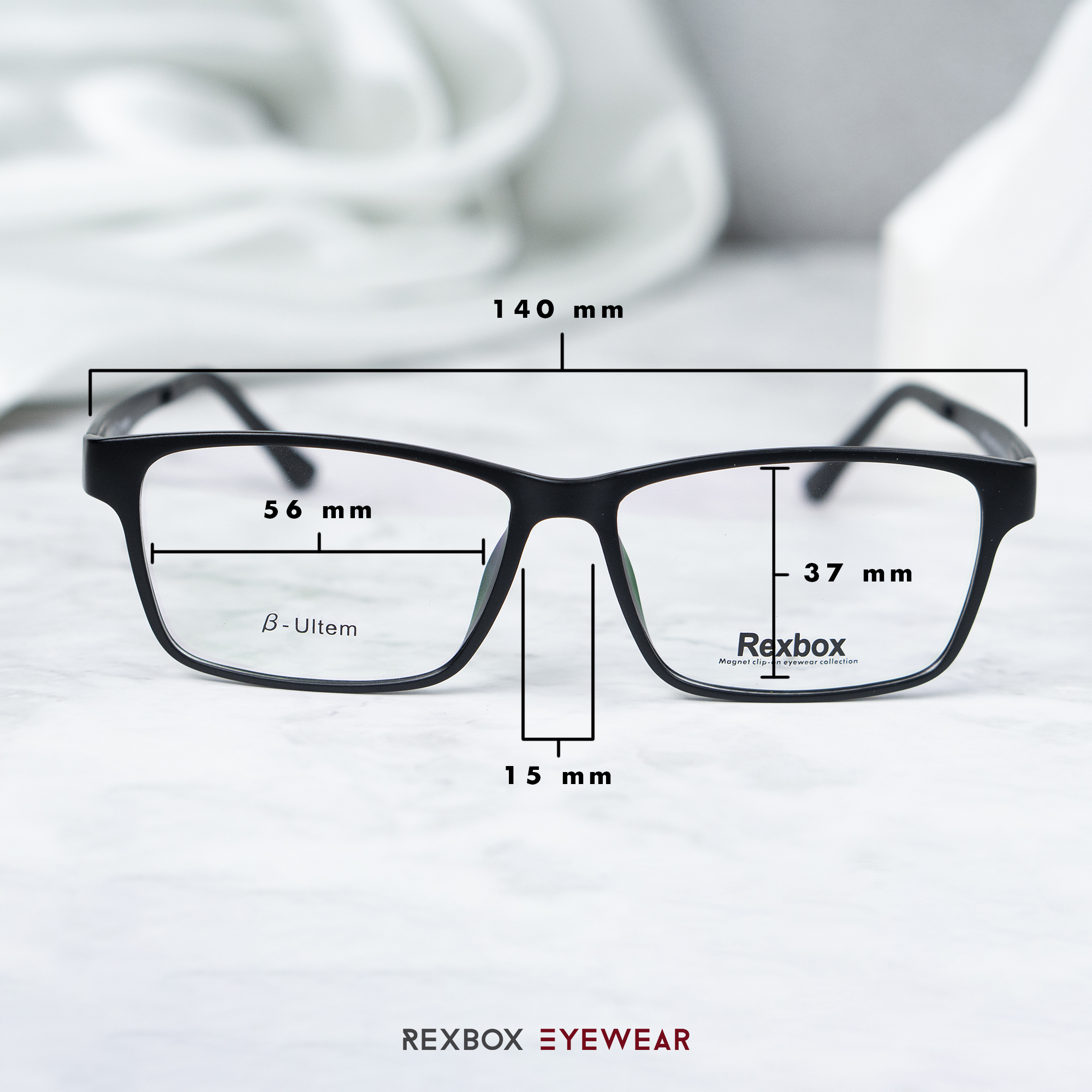 EX10 | กรอบสีดำ | คลิปออนเทาเขียว