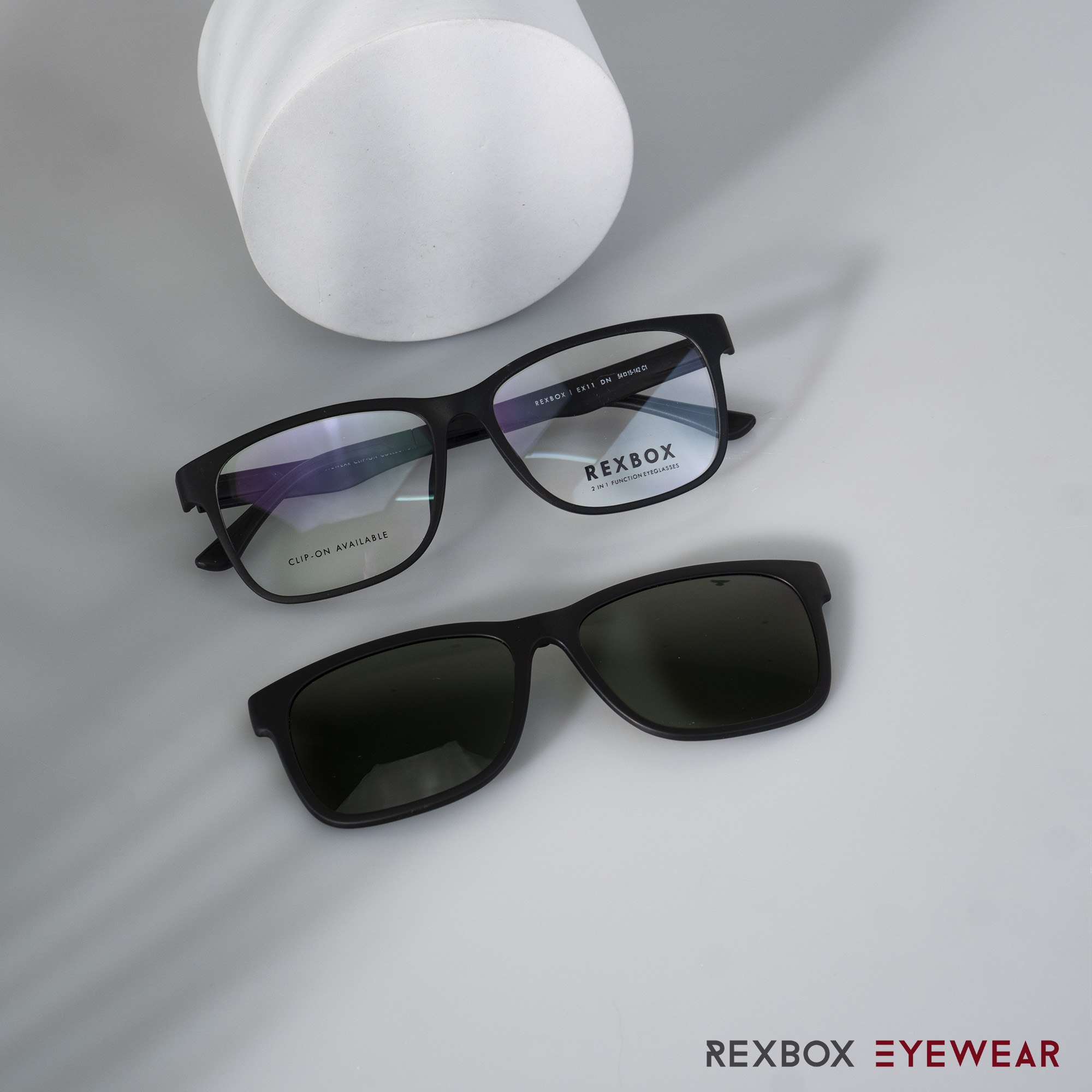 EX11 | กรอบสีดำ | คลิปออนเทาเขียว Polarized