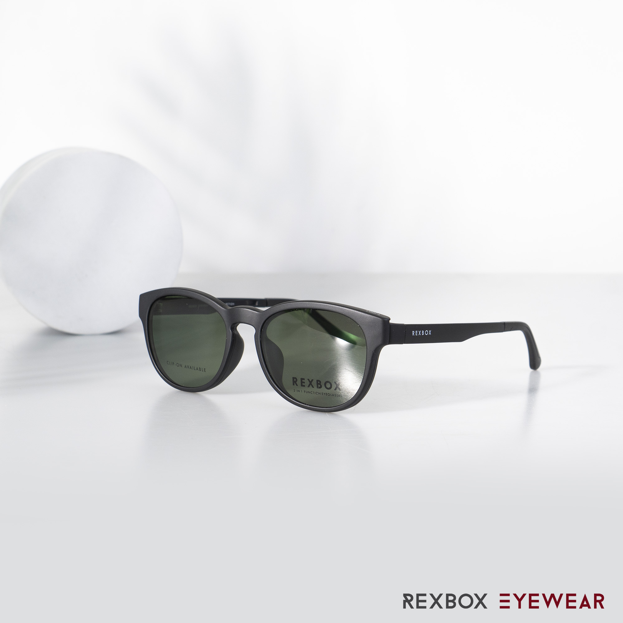 EX01 | กรอบสีดำ | คลิปออนเทาเขียว