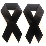 ( แพค 2 ชิ้น )โบว์ไว้ทุกข์สีดำขนาด1.5 cm ติดเข็มกลัด