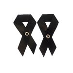 ( แพค 2 ชิ้น )โบว์ไว้ทุกข์สีดำ ติดเข็มกลัด ขนาด1.5 cm