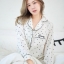 ชุดนอน Premium i Silk ลายจุด สีขาว แขนยาว กางเกงขาสั้น แบรนด์ Sleeping Beauty ของแท้ ชุดนอนผู้หญิง ชุดนอนน่ารัก