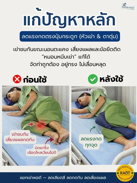 หมอนหนีบเข่ายางพาราแท้ 100% รองขา-แยกเข่า ลดแรงกดทับ นอนตะแคงไม่เจ็บ ไม่เสียดสี เหมาะผู้ป่วยติดเตียง ผู้สูงอายุ ขนาด 48x19x9 ซม. น้ำหนัก 1 กก. image 4 หมอนหนีบเข่ายางพาราแท้ 100% รองขา-แยกเข่า ลดแรงกดทับ นอนตะแคงไม่เจ็บ ไม่เสียดสี เหมาะผู้ป่วยติดเตียง ผู้สูงอายุ ขนาด 48x19x9 ซม. น้ำหนัก 1 กก. image 4