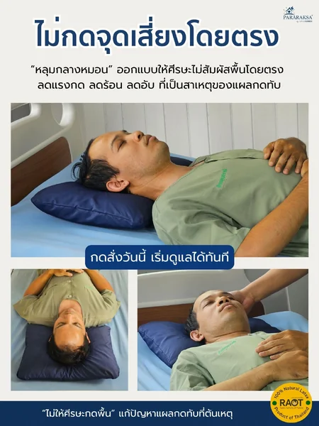 หมอนหลุมยางพาราแท้ 100% ลดแผลกดทับศีรษะ สำหรับผู้ป่วยติดเตียง ผู้สูงอายุ ระบายอากาศดี ไม่อับชื้น รองรับศีรษะ ลดแรงกด นอนนานไม่เจ็บ ขนาด: 45 x 33 x 8 ซม. น้ำหนัก: ประมาณ 1 กก. image 2 หมอนหลุมยางพาราแท้ 100% ลดแผลกดทับศีรษะ สำหรับผู้ป่วยติดเตียง ผู้สูงอายุ ระบายอากาศดี ไม่อับชื้น รองรับศีรษะ ลดแรงกด นอนนานไม่เจ็บ ขนาด: 45 x 33 x 8 ซม. น้ำหนัก: ประมาณ 1 กก. image 2