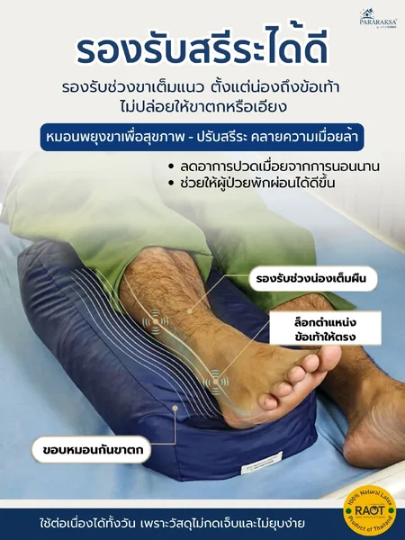 หมอนรองขายกสูง ยางพาราแท้ 100% ลดขาบวม ลดแรงกด รองรับขาเต็มแนว ใช้ได้หลังผ่าตัด/ผู้ป่วยติดเตียง ขนาด 27x60x12 ซม. น้ำหนัก 2 กก. image 6 หมอนรองขายกสูง ยางพาราแท้ 100% ลดขาบวม ลดแรงกด รองรับขาเต็มแนว ใช้ได้หลังผ่าตัด/ผู้ป่วยติดเตียง ขนาด 27x60x12 ซม. น้ำหนัก 2 กก. image 6