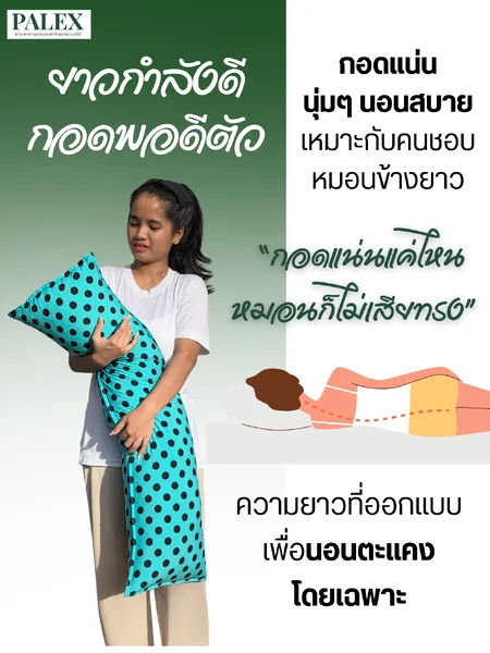 PALEX หมอนกอดลำตัวยาวสุขภาพ 30×100 ยางพาราปั่นแท้ 100% นุ่มเด้ง–ฟูสบาย ระบายอากาศดี หลายลาย เหมาะสำหรับกอดนอนและใช้งานอเนกประสงค์ image 2 PALEX หมอนกอดลำตัวยาวสุขภาพ 30×100 ยางพาราปั่นแท้ 100% นุ่มเด้ง–ฟูสบาย ระบายอากาศดี หลายลาย เหมาะสำหรับกอดนอนและใช้งานอเนกประสงค์ image 2